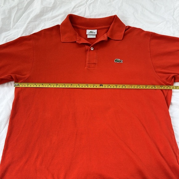 LACOSTE Mens Solid Pique Polo Golf Shirt Short Sleeves Pique Collared Orange L - Picture 3 of 6